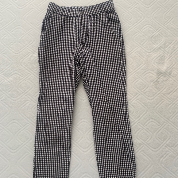 high rise checkered pants